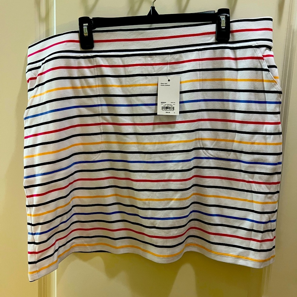 White with multi-colored stripes